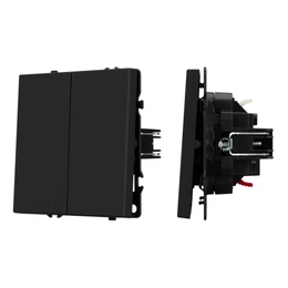 Фото #1 товара Механизм выключателя двухклавишный проходной SWT-NOBE-MKP2-SFPL-BK (230V, 10A) (Arlight, Черный оникс)