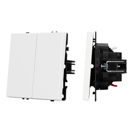 Фото #1 товара Механизм выключателя двухклавишный проходной SWT-NOBE-MKP2-SFPL-WH (230V, 10A) (Arlight, Белый кварц)