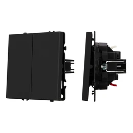 Фото #1 товара Механизм выключателя двухклавишный непроходной SWT-NOBE-MK02-SFPL-BK (230V, 10A) (Arlight, Черный оникс)