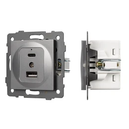 Фото #1 товара Механизм USB розетки SCT-MUAC-PL-GR-V (5V, 3A, QC4) (Arlight, -)