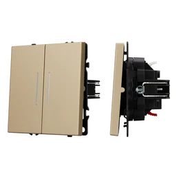 Фото #1 товара Механизм выключателя двухклавишный проходной LED SWT-NOBE-MKP2-SFPL-L-GD (230V, 10A) (Arlight, Золотой песок)