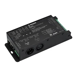 Фото #1 товара INTELLIGENT ARLIGHT Декодер SMART-DMX512-104-83-RDM-SUF (12-48V, 4x8A, XLR3/RJ45) (IARL, IP20 Металл, 5 лет)