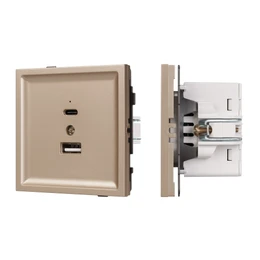 Фото #1 товара Механизм USB розетки SCT-TENDO-MUAC-PL-GD (5V, 3A, QC3) (Arlight, Песочный)