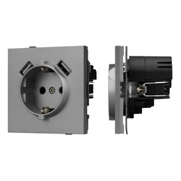Фото #1 товара Механизм розетки с USB зарядкой SCT-TENDO-MUAA-PL-GR (230V, 16A) (Arlight, Графитовый)