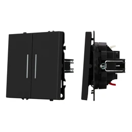 Фото #1 товара Механизм выключателя двухклавишный непроходной LED SWT-NOBE-MK02-SFPL-L-BK (230V, 10A) (Arlight, Черный оникс)