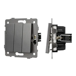 Фото #1 товара Механизм выключателя трехклавишный непроходной SWT-MK03-PL-GR-V (250V, 10A) (Arlight, -)