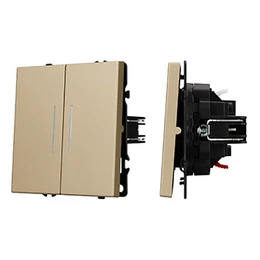 Фото #1 товара Механизм звонкового выключателя двухклавишный LED SWT-NOBE-MKR2-SFPL-L-GD (230V, 10A) (Arlight, Золотой песок)