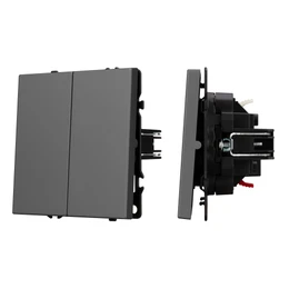 Фото #1 товара Механизм выключателя двухклавишный проходной SWT-NOBE-MKP2-SFPL-GR (230V, 10A) (Arlight, Серый базальт)