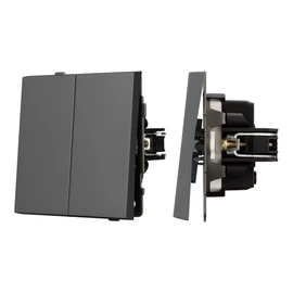 Фото #1 товара Механизм выключателя двухклавишный непроходной SWT-TENDO-MK02-SFPL-GR (230V, 10A) (Arlight, Матовый графитовый)