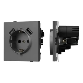 Фото #1 товара Механизм розетки с USB зарядкой SCT-TENDO-MUAA-SFPL-GR (230V, 16A) (Arlight, Матовый графитовый)