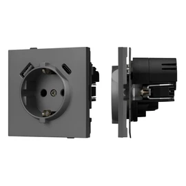 Фото #1 товара Механизм розетки с USB зарядкой SCT-TENDO-MUAC-SFPL-GR (230V, 16A) (Arlight, Матовый графитовый)