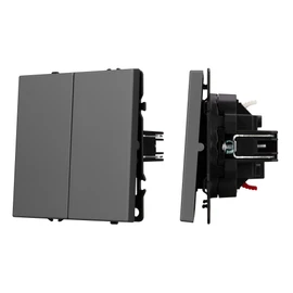 Фото #1 товара Механизм выключателя двухклавишный проходной SWT-NOBE-MKP2-SFPL-GR (230V, 10A) (Arlight, Серый базальт)