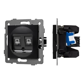 Фото #1 товара Механизм компьютерной розетки двойной SCT-MPC2-PL-BK-V (RJ-45, CAT6) (Arlight, -)