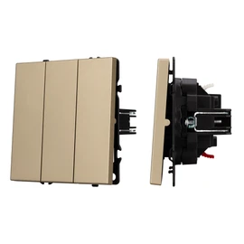 Фото #1 товара Механизм выключателя трехклавишный непроходной SWT-NOBE-MK03-SFPL-GD (230V, 10A) (Arlight, Золотой песок)