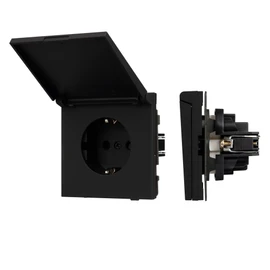 Фото #1 товара Механизм розетки влагозащищённый SCT-TENDO-MCP-SFPL-BK (230V, 16A) (Arlight, Матовый черный)