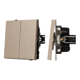 Фото #1 товара Механизм выключателя двухклавишный непроходной SWT-TENDO-MK02-PL-GD (230V, 10A) (Arlight, Песочный)