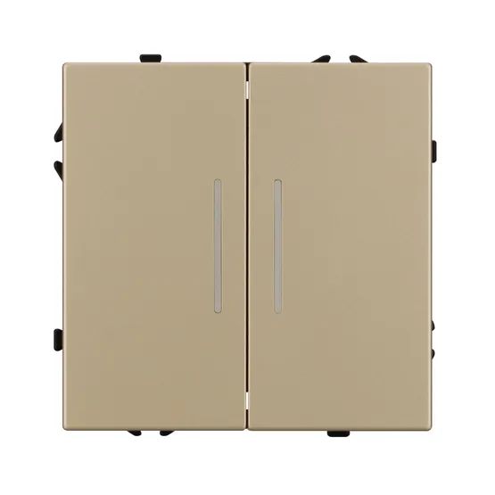 Фото #2 товара Механизм выключателя двухклавишный непроходной LED SWT-NOBE-MK02-SFPL-L-GD (230V, 10A) (Arlight, Золотой песок)