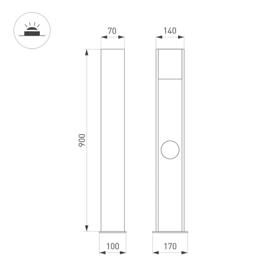 Фото #6 товара Светильник LGD-SEKVOYA-BOLL-SOCKET-H900-11W Warm3000 (BK, 120 deg, 230V) (Arlight, IP54 Металл, 3 года)