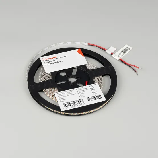 Фото #3 товара Светодиодная лента FC-M160-4mm 24V White6000-CX1 (10 W/m, IP20, 5m)  (Arlight, резка 1 светодиод)