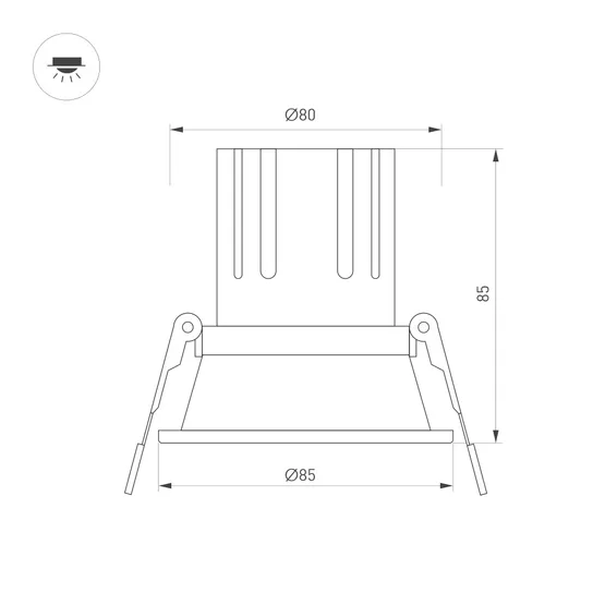 Фото #2 товара Светильник MS-FLOW-BUILT-R85-12W Day4000 (WH, 55 deg, 230V) (Arlight, IP20 Металл, 5 лет)