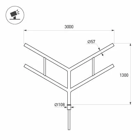 Фото #2 товара Кронштейн OXOR-SY4-3000x108-L1300 BLACK (Arlight, Сталь)