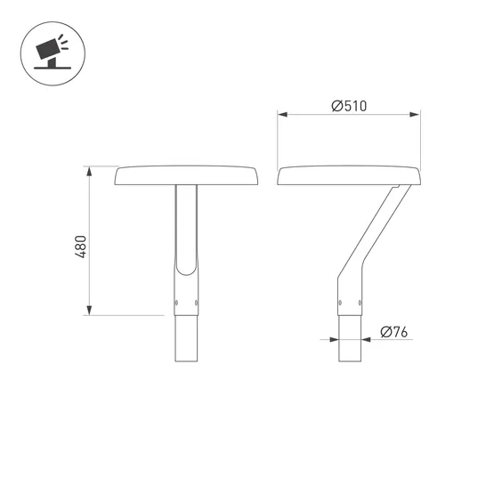 Фото #3 товара Светильник ALT-DEKKEL-50W Day4000 (BK, 145x40 deg, 230V) (Arlight, IP65 Металл, 5 лет)