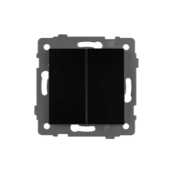 Фото #2 товара Механизм выключателя двухклавишный самовозвратный SWT-MKR2-PL-BK-V (250V, 10A) (Arlight, -)