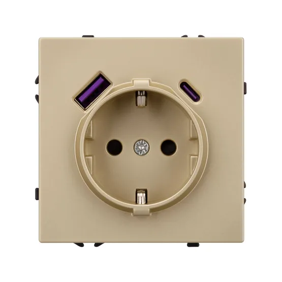 Фото #2 товара Механизм розетки с USB зарядкой SCT-NOBE-MUAC-SFPL-GD (230V, 16A) (Arlight, Золотой песок)