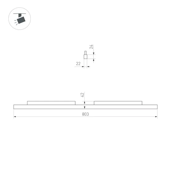 Фото #2 товара Светильник MAG-ORIENT-FLAT-L800-27W Warm3000 (BK, 100 deg, 48V) (Arlight, IP20 Металл, 5 лет)