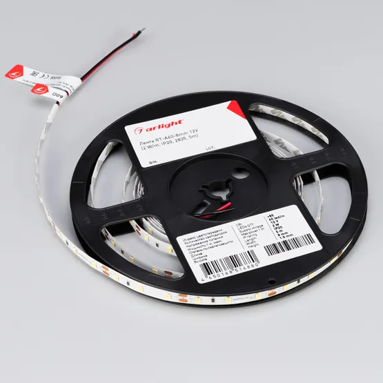 Фото #2 товара Светодиодная лента RT-A60-8mm 12V White6000 (2 W/m, IP20, 2835, 50m) (Arlight, -)