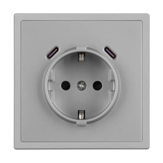 Фото #3 товара ARL NOBE Розетка зк со шторками с USB тип C+С софт-тач никель SCT-MUCC-SFPL-IS (250V, 16A) (Arlight, -)