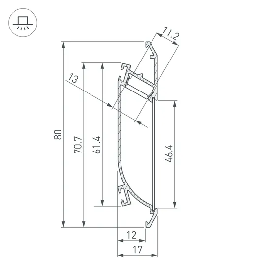 Фото #3 товара Профиль K-WALL-2000 ANOD (Arlight, Алюминий)
