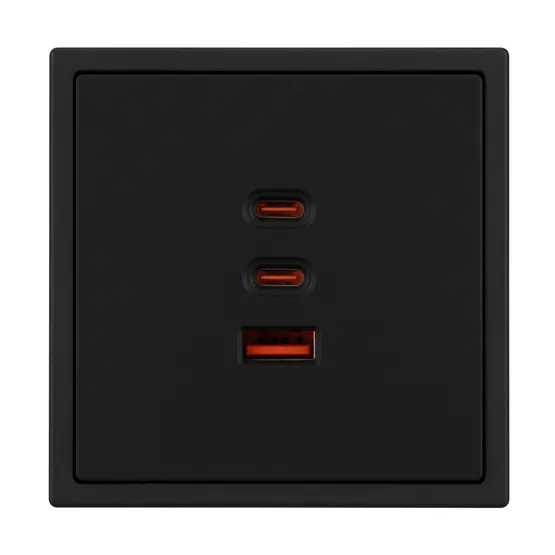 Фото #2 товара ARL NOBE USB Розетка тип А+С+С софт-тач черный оникс SCT-MUACC-SFPL-FC-BK (65W, QC3) (Arlight, -)
