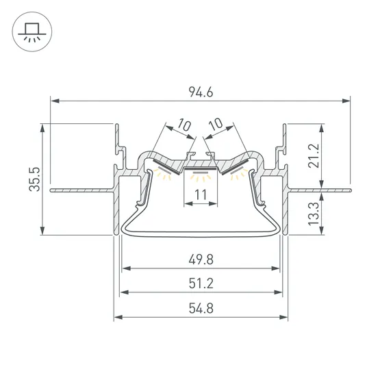 Фото #4 товара Профиль FOLED-50-CEIL-CENTER-2000 (Arlight, Алюминий)