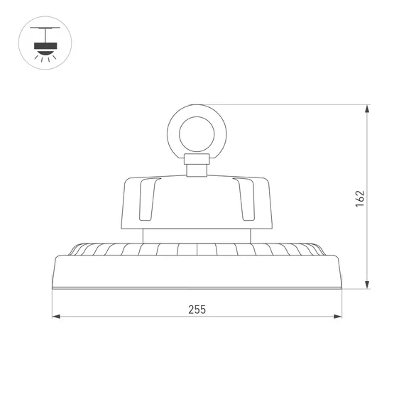 Фото #4 товара Светильник SP-ERCON-R255-150W White5000 (BK, 60 deg, 230V) (Arlight, IP65 Металл, 5 лет)