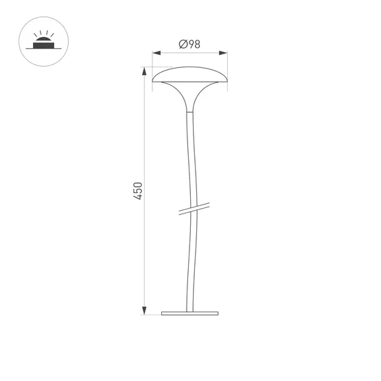Фото #5 товара Светильник KT-MUCENA-BOLL-B-H450-2W Warm3000 (WH, 100 deg, 24V) (Arlight, IP65 Металл, 3 года)