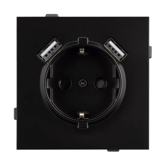 Фото #2 товара Механизм розетки с USB зарядкой SCT-TENDO-MUAA-PL-BK (230V, 16A) (Arlight, Черный)