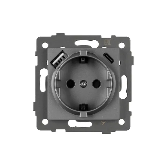 Фото #3 товара Механизм розетки с USB зарядкой SCT-MUAC-PL-GR-V (250V, 16A) (Arlight, -)
