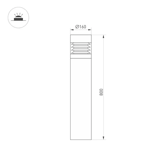 Фото #8 товара Светильник LGD-FRESNEL-BOLL-H800-20W Warm3500-MIX (GR, 290 deg, 230V) (Arlight, IP65 Металл, 5 лет)