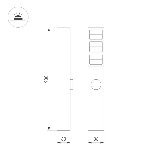 Фото #6 товара Светильник LGD-TILLIS-BOLL-SOCKET-H900-12W Warm3000 (GR, 92 deg, 230V) (Arlight, IP54 Металл, 3 года)
