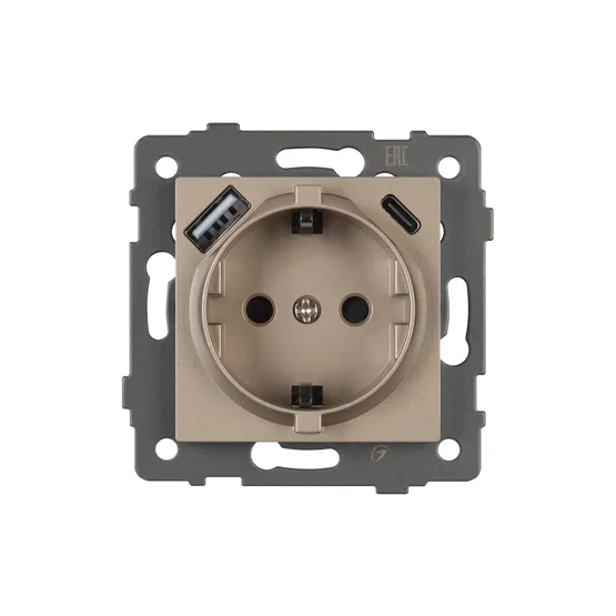 Фото #3 товара Механизм розетки с USB зарядкой SCT-MUAC-PL-GD-V (250V, 16A) (Arlight, -)