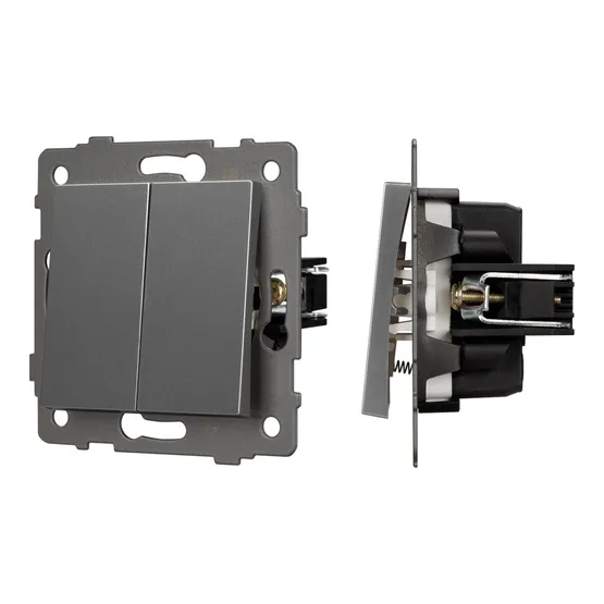 Фото #1 товара Механизм выключателя двухклавишный самовозвратный SWT-MKR2-PL-GR-V (250V, 10A) (Arlight, -)