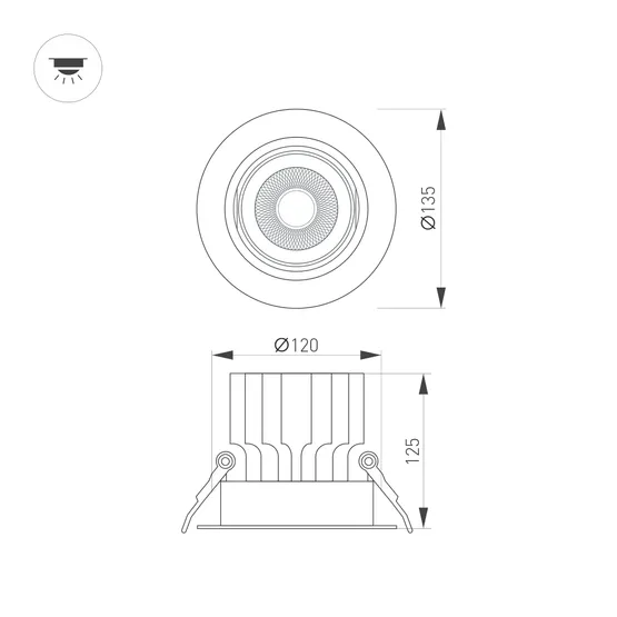 Фото #8 товара Светильник MS-VORTEX-BUILT-R135-30W Warm3000 (WH-WH, 17 deg, 230V) (Arlight, IP20 Металл, 5 лет)