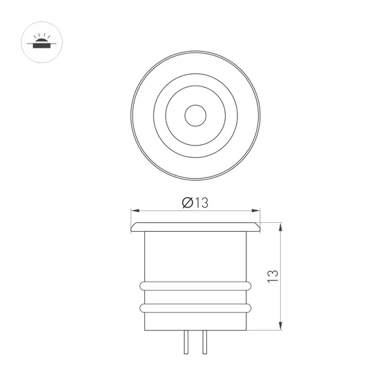 Фото #3 товара Светильник ART-PICCOLO-BUILT-R13-1W Day4000 (WH, 30 deg, 3V) (Arlight, IP40 Металл, 3 года)