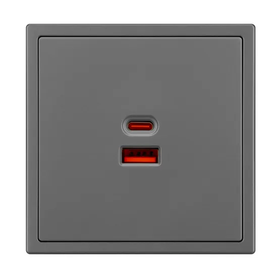 Фото #3 товара ARL NOBE USB Розетка тип A+C софт-тач серый базальт SCT-MUAC-SFPL-FC-GR (65W, QC3) (Arlight, -)