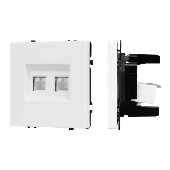 Фото #1 товара Механизм сдвоенной компьютерной розетки SCT-NOBE-MPC2-SFPL-WH (RJ-45, CAT6) (Arlight, Белый кварц)