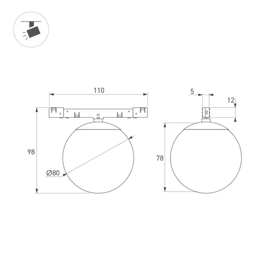 Фото #6 товара Светильник MAG-MICROCOSM-SFERO-R80-7W Day4000 (BK, 230 deg, 24V) (Arlight, IP20 Металл, 5 лет)