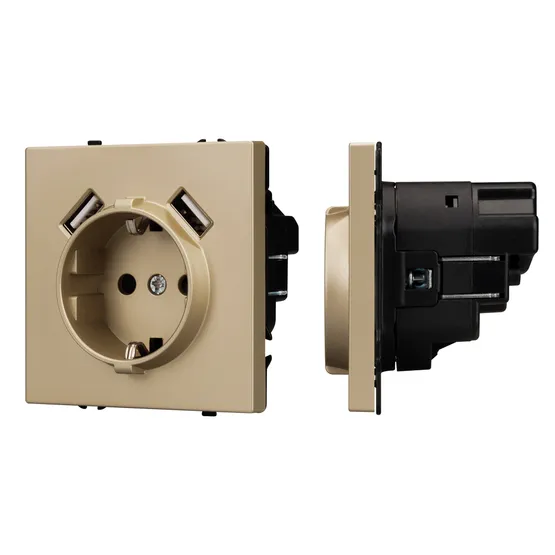 Фото #1 товара Механизм розетки с USB зарядкой SCT-NOBE-MUAA-SFPL-GD (230V, 16A) (Arlight, Золотой песок)