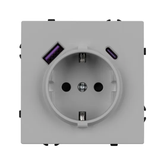 Фото #2 товара Механизм розетки с USB зарядкой SCT-NOBE-MUAC-SFPL-IS (230V, 16A) (Arlight, Никель)