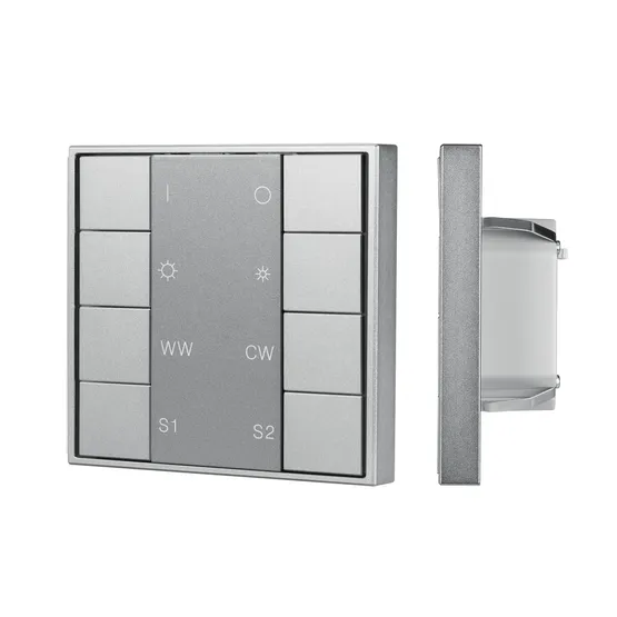 Фото товара INTELLIGENT ARLIGHT Кнопочная панель DALI-201-23-1G-2SC-MIX-DT8-IN Silver (BUS, Frame) (IARL, IP20 Металл, 3 года)